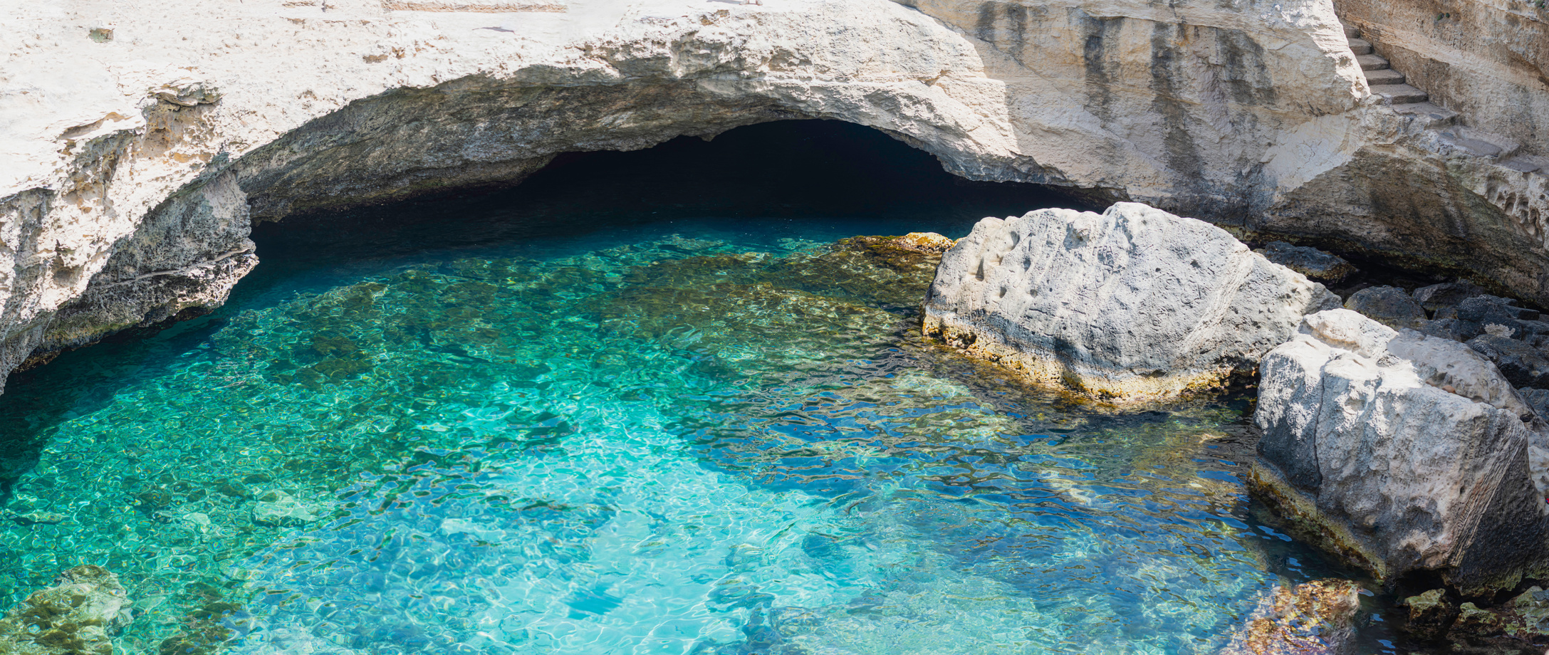 Holiday in Apulia. Cave of Poetry (Grotta della Poesia). Roca vecchia - Apulia. Italy